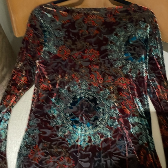 Chicos Design Vintage size small velour burnout boatneck long sleeve top - Picture 6 of 8